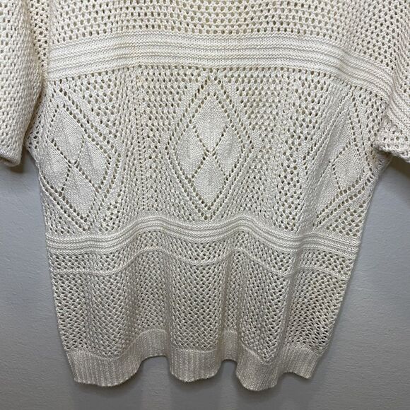 Torrid Crochet Knit Sweater Short Sleeve Blouse Geometric Top Cream Women 10 - Picture 5 of 8